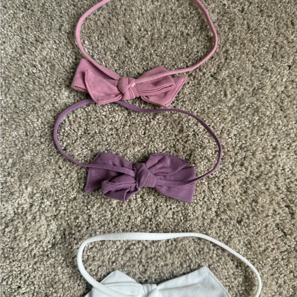 Ruffle Butts Bow Headbands - Pink, Purple & White Set
